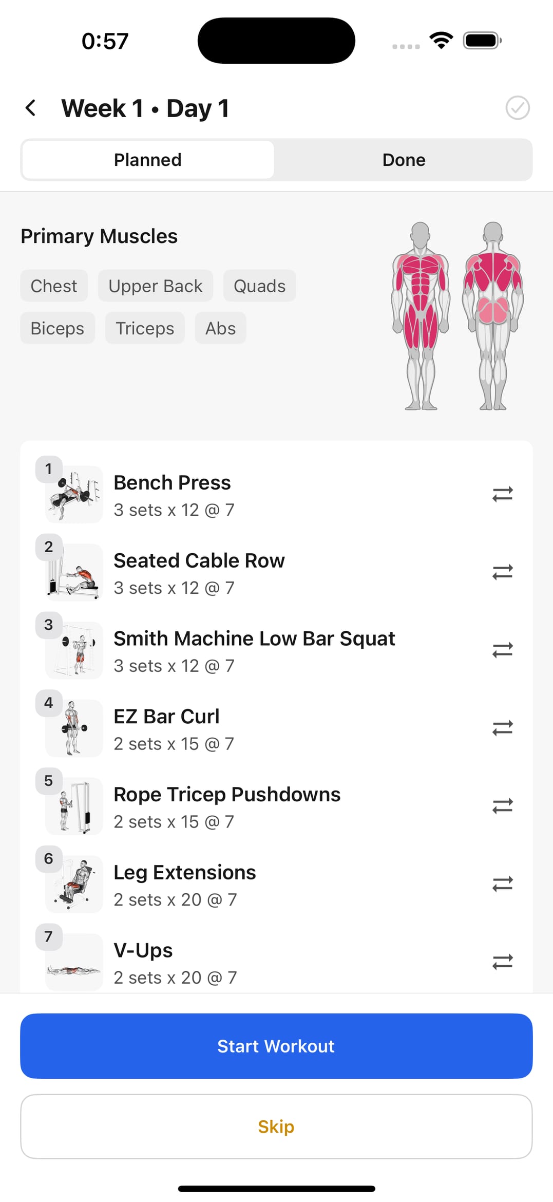 Program plan detail screen